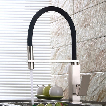 Electroplated Single-Hole Single-Handle Pull-Down Kitchen Faucet, High Arc Swivel Spout Faucet