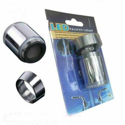 Chrome LED Temperature-Sensing Faucet Aerator, 3- Changing Faucet Light Accessory