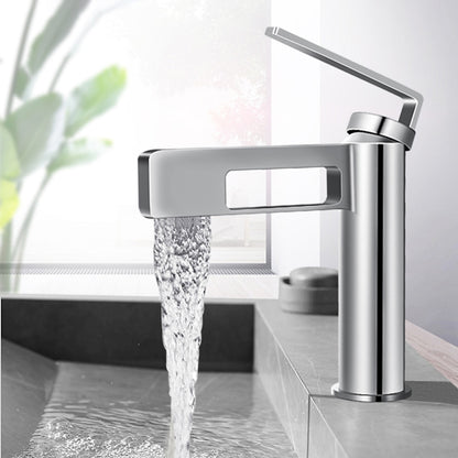 Modern Waterfall Bathroom Sink Faucet, Single-Handle Single-Hole Brass Faucet, Matte Black / Brushed Gold / Gunmetal / Chrome / Matte White
