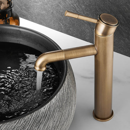 Vintage Tall Vessel Sink Faucet, Single-Handle Single-Hole Bathroom Faucet, Antique Brass / Matte Black