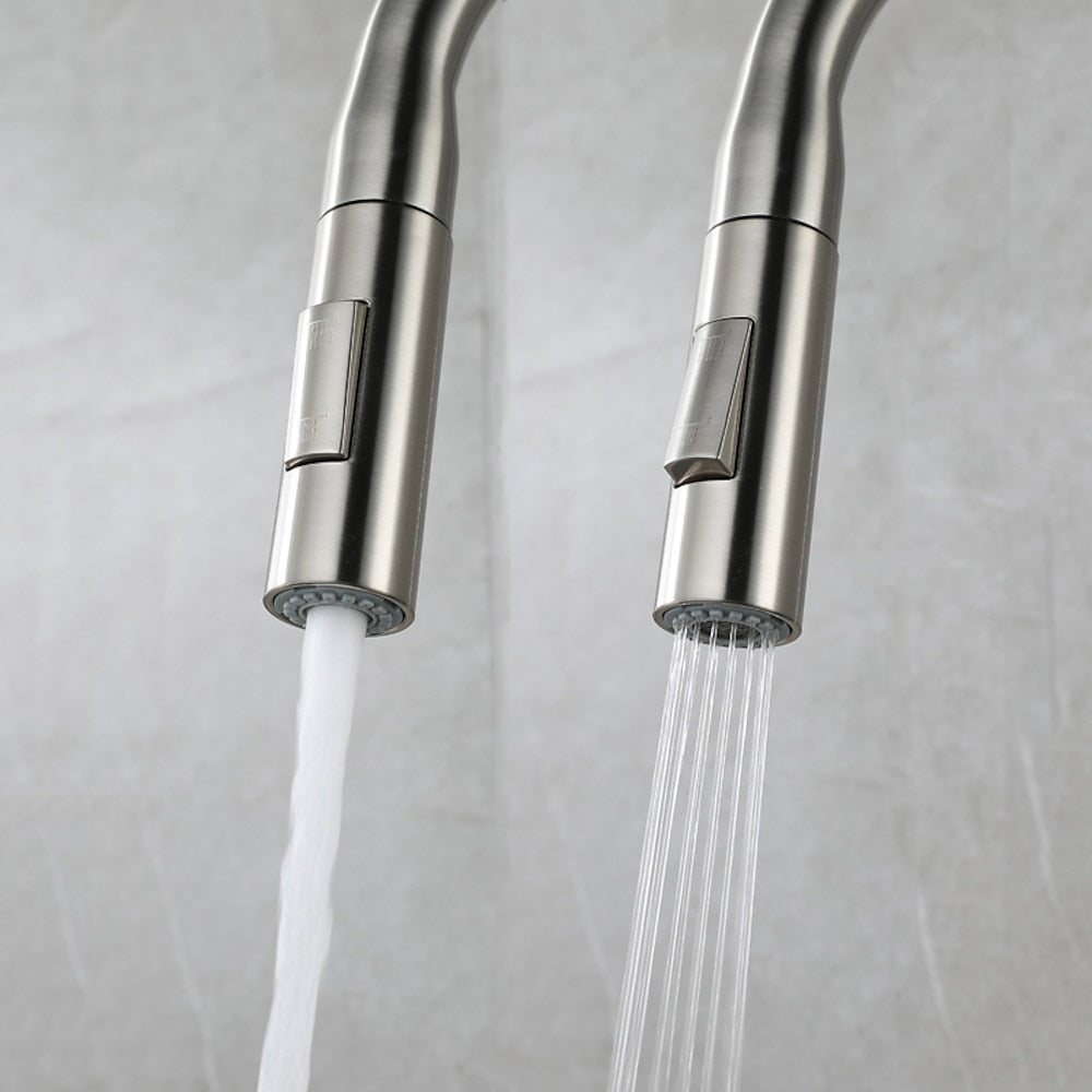 Pull-Down High Arc Kitchen Faucet, Single-Handle Brass Faucet, Matte Black / Brushed Nickel / Gunmetal / Chrome