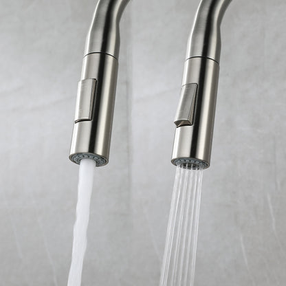 Pull-Down High Arc Kitchen Faucet, Single-Handle Brass Faucet, Matte Black / Brushed Nickel / Gunmetal / Chrome