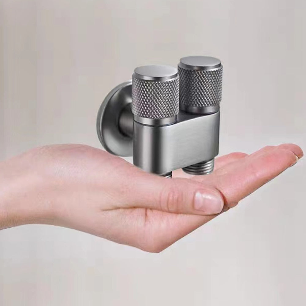 Dual-Handle Wall-Mount Bidet Sprayer, Solid Brass Shattaf Sprayer, Gray / Black / Silver