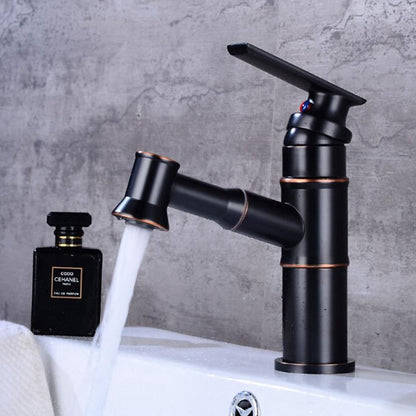 Traditional Single-Hole Bathroom Faucet, Single-Handle Pull-Out Faucet, Oil-Rubbed Bronze / Antique Brass