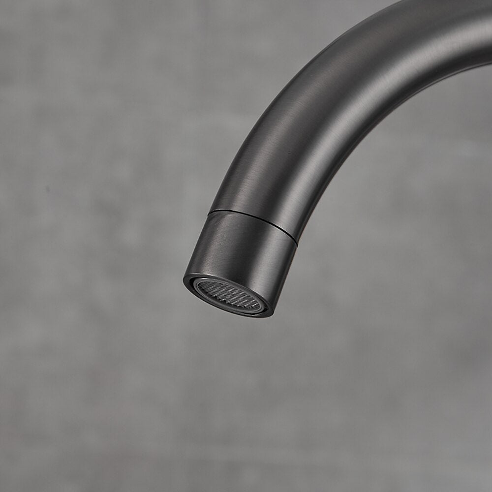 Gunmetal Contemporary Freestanding Tub Faucet, Single-Handle Brass Faucet, High Arc Spout Faucet