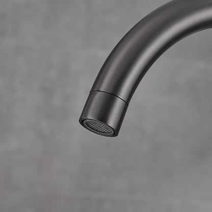 Gunmetal Contemporary Freestanding Tub Faucet, Single-Handle Brass Faucet, High Arc Spout Faucet