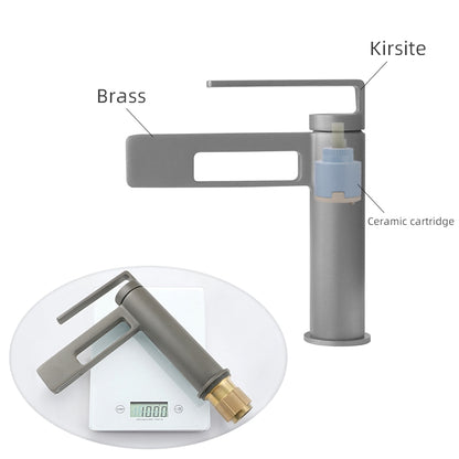 Modern Waterfall Bathroom Sink Faucet, Single-Handle Single-Hole Brass Faucet, Matte Black / Brushed Gold / Gunmetal / Chrome / Matte White