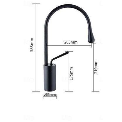 Modern High-Arc Bathroom Faucet, Single-Handle Brass Faucet, Matte Black / Brushed Gold / Chrome