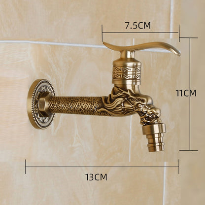 Dragon Head Antique Brass Faucet, Wall-Mounted Single-Handle Single-Cold Faucet