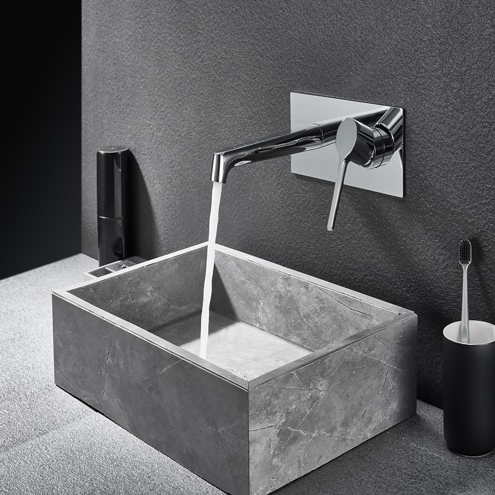 Wall-Mount Bathroom Sink Faucet, Modern Single-Handle Vessel Sink Faucet, Chrome / Gunmetal / Matte Black