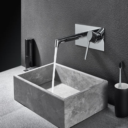 Wall-Mount Bathroom Sink Faucet, Modern Single-Handle Vessel Sink Faucet, Chrome / Gunmetal / Matte Black