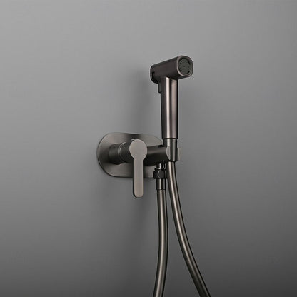 Wall-Mount Hot, Cold Bidet Sprayer Faucet, Modern Single-Handle Brass Valve Set, Gunmetal / Matte White / Matte Black / Chrome / Brushed Gold