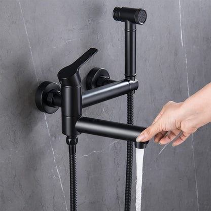 Modern Wall-Mounted Bidet Faucet, Single-Handle Bathroom Bidet Spray Faucet with Handheld Sprayer, Matte Black / Chrome / Brushed Gold