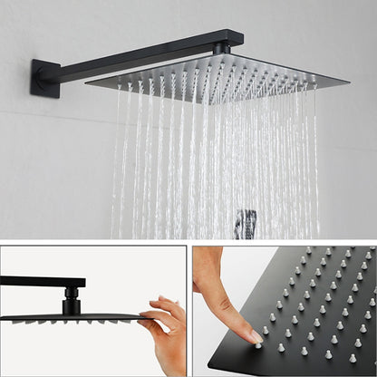 Matte Black Rainfall Shower System, Single-Handle Wall-Mount Faucet Set with Handheld Shower