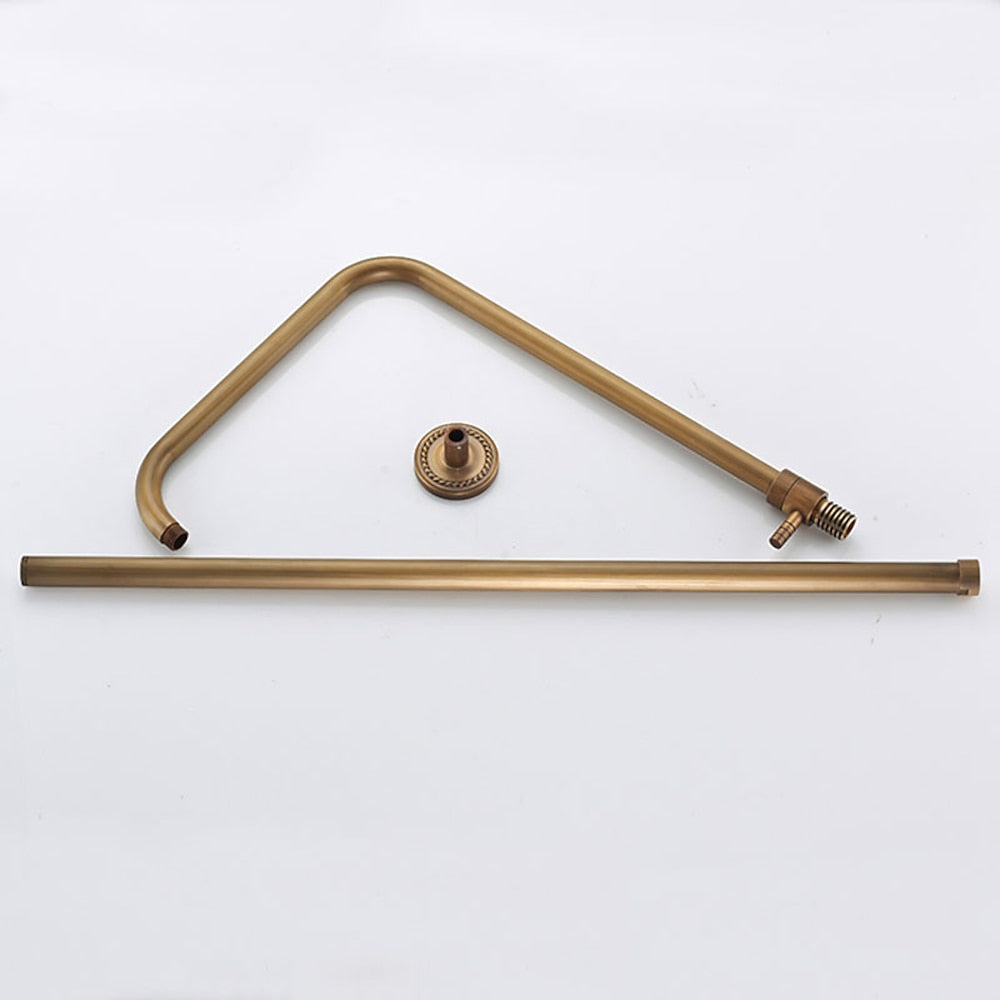 Antique Brass Wall-Mount Rainfall Shower System, Single-Handle Shower Faucet Set with Handheld Shower