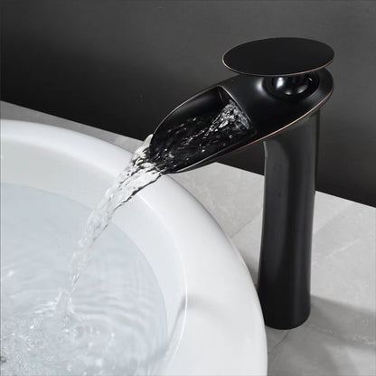 Waterfall Vessel Bathroom Faucet, Modern Single-Handle Single-Hole Tall Basin Faucet