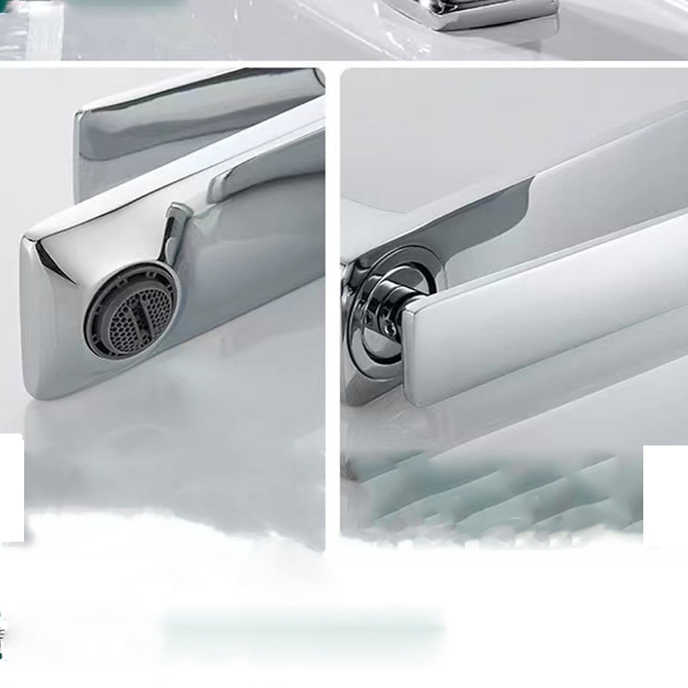 Waterfall Modern Single-Hole Bathroom Faucet, Single-Handle Brass Faucet
