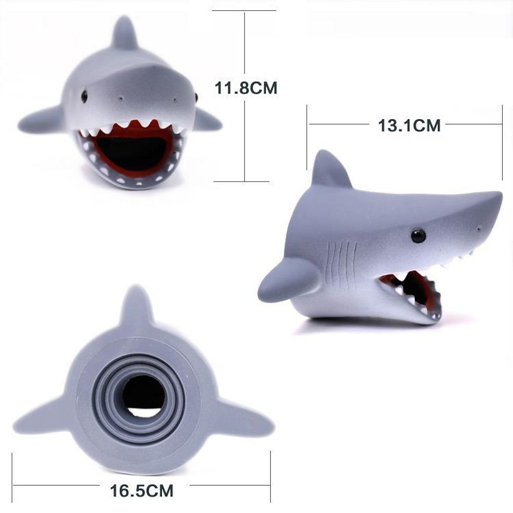 Cartoon Shark Gray Silicone Faucet Extender, Splash-Proof Water Guide Extender for Kids