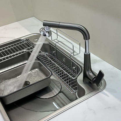 Modern Single-Hole Pull-Out Kitchen Faucet, Single-Handle Multi-Function Faucet, Gray / Silver / White / Multi