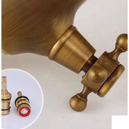 Traditional Dragon Vessel Sink Faucet, Double-Handle 1-Hole Tall Bathroom Faucet, Antique Brass / Polished Gold / Brushed Nickel