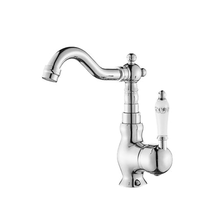 Vintage Single-Hole Bathroom Sink Faucet, 360-Degree Swivel Spout Brass Faucet, Chrome / Polished Gold / Antique Brass
