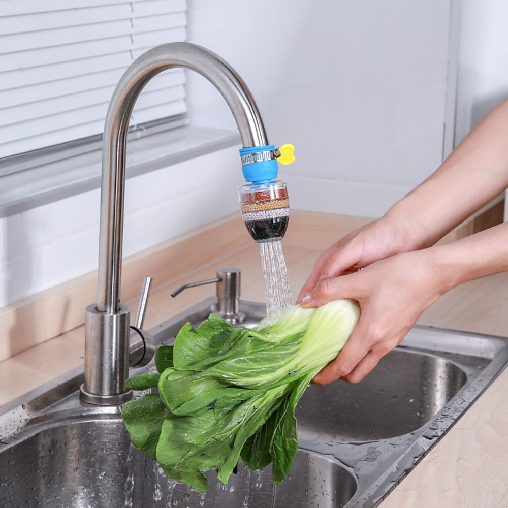 Multi- Six-Layer Faucet Water Filter, Adjustable Splash-Proof Tap Purifier Attachment for Kitchen / Bathroom