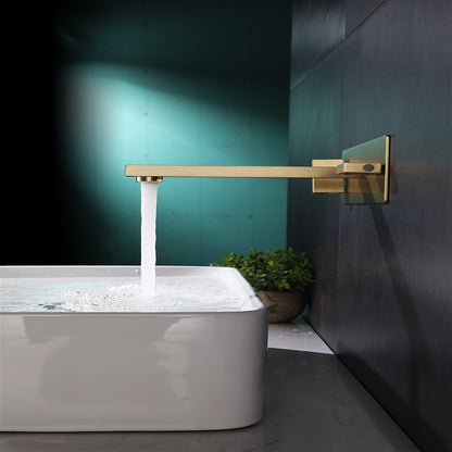 Modern Wall-Mount Bathroom Faucet, Dual-Handle Brass Sink Faucet, Brushed Gold / Matte Black