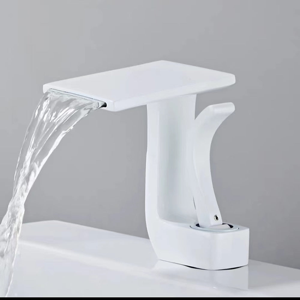 Waterfall Single-Hole Bathroom Faucet, Single-Handle Faucet with Pop-Up Drain
