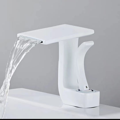 Waterfall Single-Hole Bathroom Faucet, Single-Handle Faucet with Pop-Up Drain