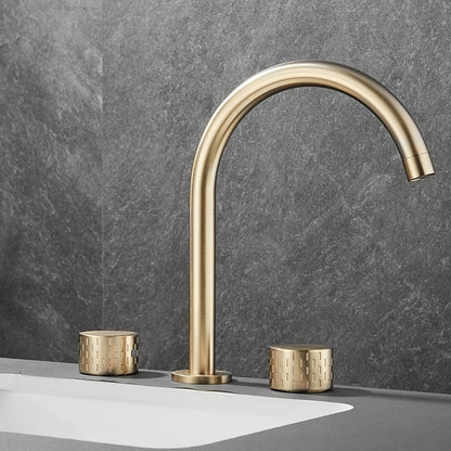 Swivel Spout 3-Hole Widespread Bathroom Sink Faucet, Dual-Handle Brass Faucet, Brushed Gold / Gunmetal / Matte Black / Chrome
