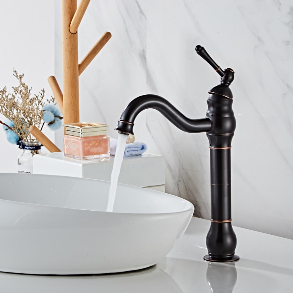360-Degree Swivel Spout High-Arc Bathroom Faucet, Single-Handle Brass Vessel Faucet, Brushed Gold / Brushed Nickel / Oil-Rubbed Bronze