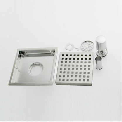 Stainless Steel Modern Square Shower Floor Drain, Floor-Mounted Drain with Removable Cover / Hair Catcher