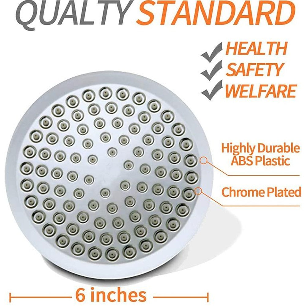 5-Spray Mode Fixed Shower Head, Modern Wall-Mount Round Showerhead, Chrome / Matte Black / Stainless Steel