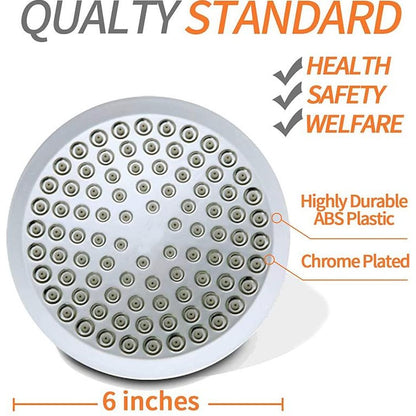 5-Spray Mode Fixed Shower Head, Modern Wall-Mount Round Showerhead, Chrome / Matte Black / Stainless Steel