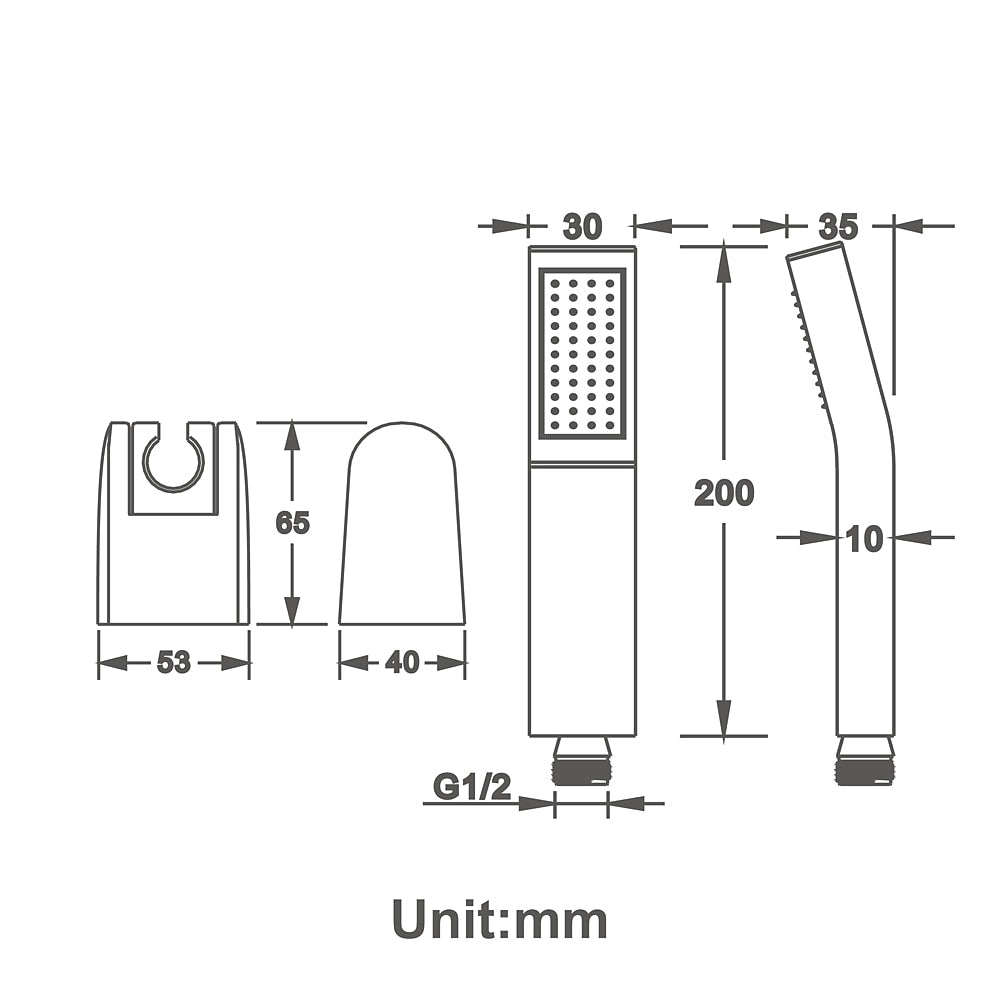 Matte Black Brass Handheld Shower Head, Single-Spray Wall-Mount Hand Shower with Hose / Bracket