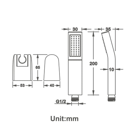 Matte Black Brass Handheld Shower Head, Single-Spray Wall-Mount Hand Shower with Hose / Bracket
