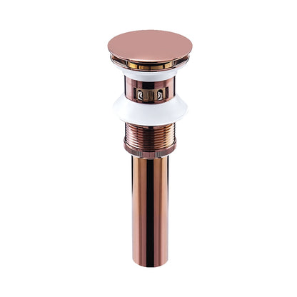 Rose Gold Brass Pop-Up Sink Drain with Overflow, Vessel Vanity Sink Drainer
