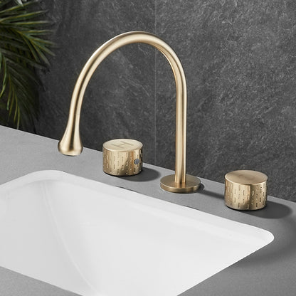 360-Degree Swivel Modern Bathroom Sink Faucet, 3-Hole Widespread Brass Faucet, Gunmetal / Matte Black / Brushed Gold / Chrome