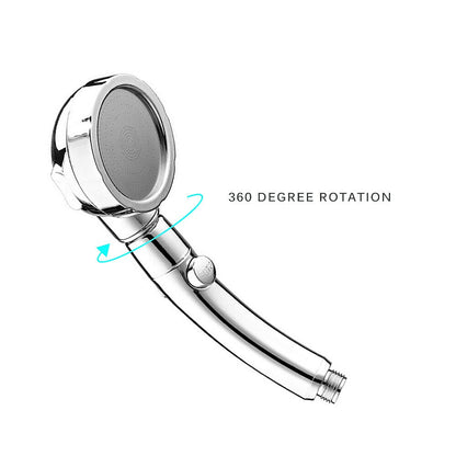 3-Mode Rotating Handheld Shower Head, High-Pressure Hand Shower with Stop Button, Chrome / Matte White