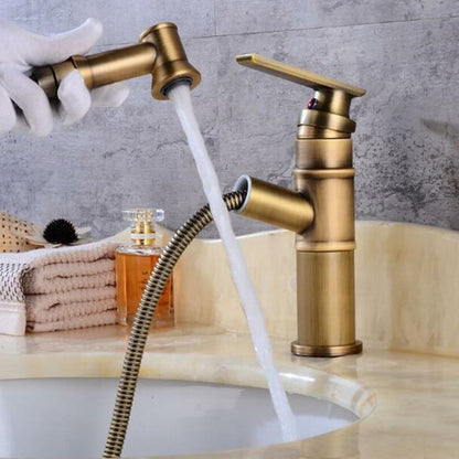 Traditional Single-Hole Bathroom Faucet, Single-Handle Pull-Out Faucet, Oil-Rubbed Bronze / Antique Brass