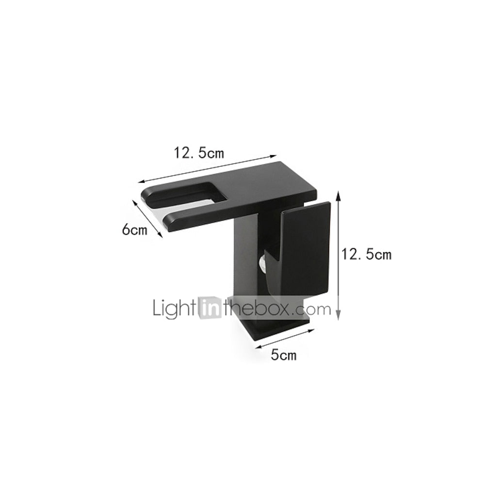 LED Waterfall Bathroom Faucet, Modern Single-Handle Brass Faucet, Matte Black / Matte White / Chrome