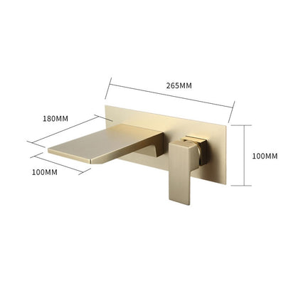 Waterfall Wall-Mount Bathroom Faucet, Single-Handle Brass Faucet, Brushed Gold / Matte Black / Chrome