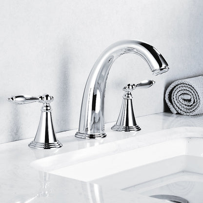 Modern High Arc Bathroom Sink Faucet, Widespread Dual-Handle Faucet, Matte Black / Matte White / Gunmetal / Chrome