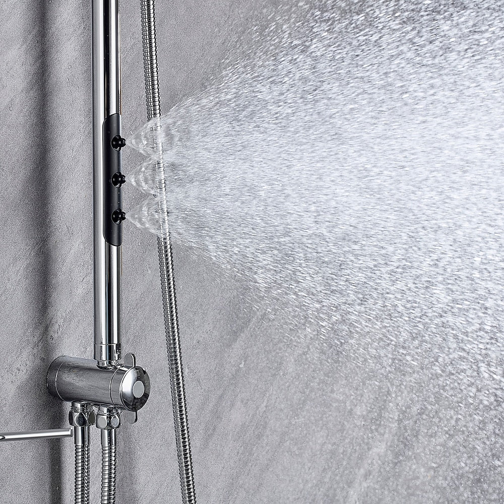 Integrated Body Jet Massage Shower Slide Bar, Chrome Contemporary Wall-Mount Slide Bar