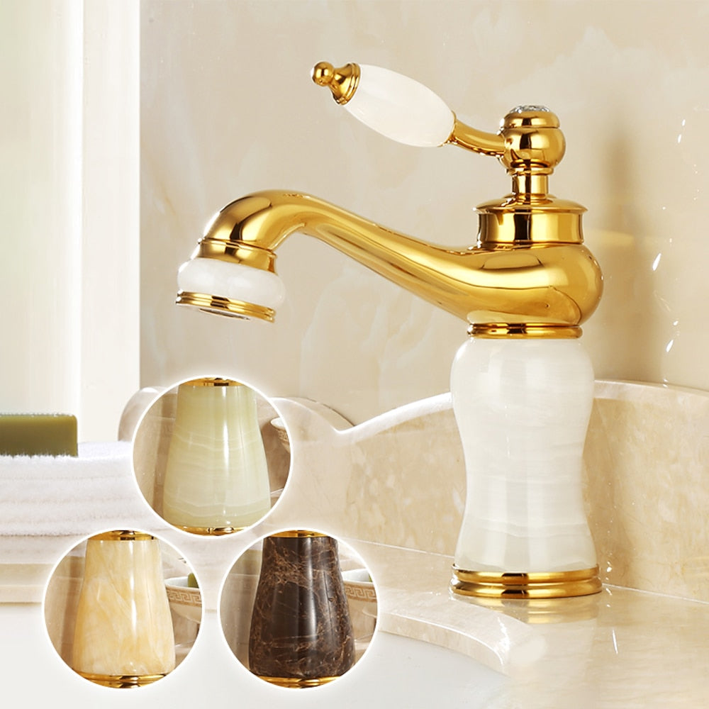 Traditional Single-Hole Bathroom Faucet, Single-Handle Brass Basin Faucet
