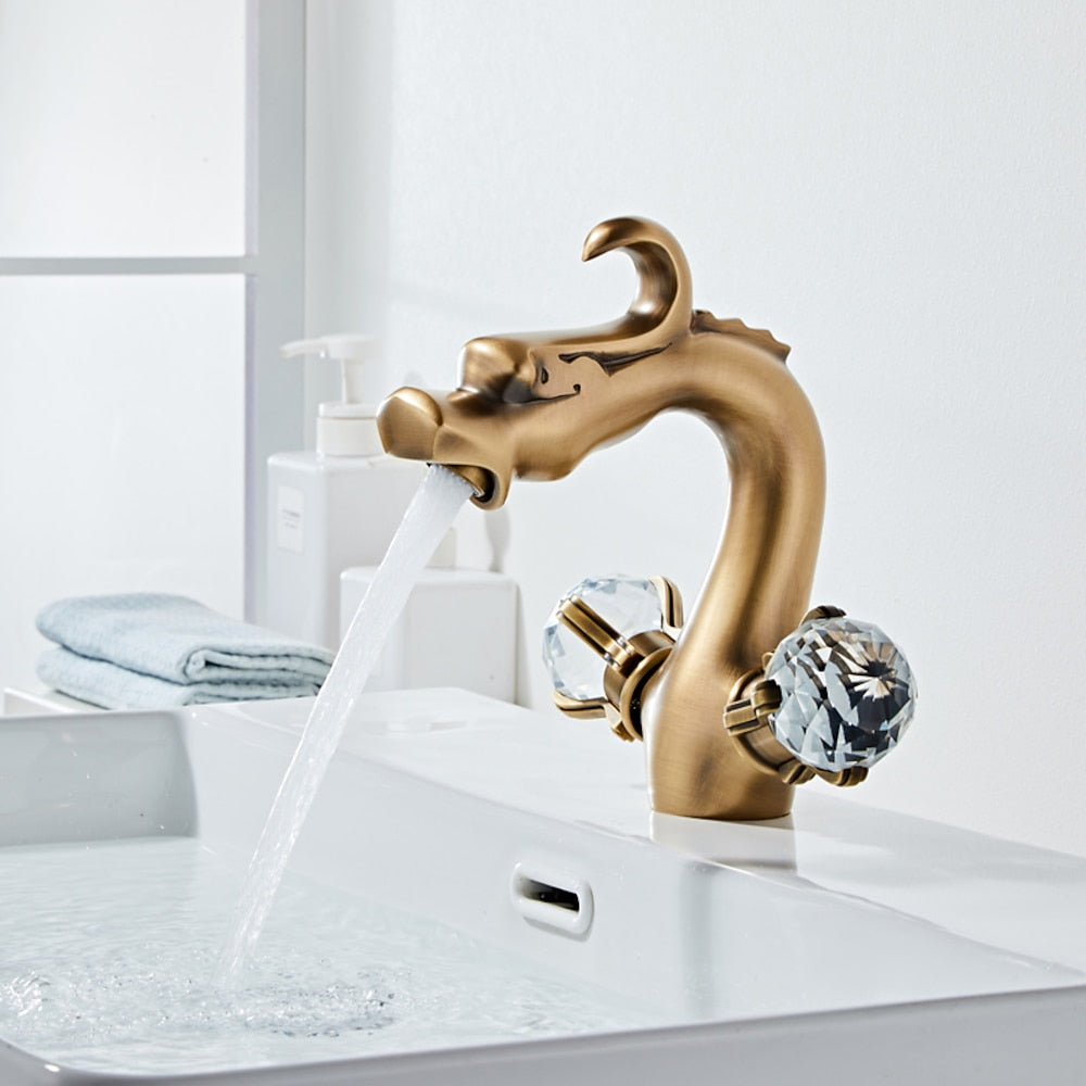 Waterfall Modern Bathroom Vessel Sink Faucet, Single-Handle Single-Hole Brass Basin Faucet