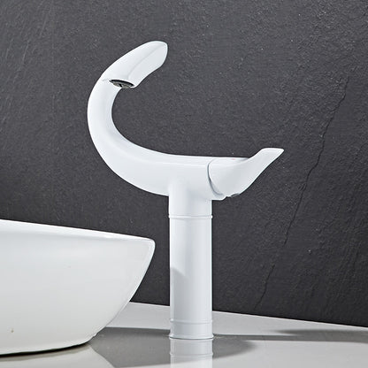 Curved High Arc Vessel Bathroom Faucet, Single-Handle Single-Hole Tall Brass Faucet