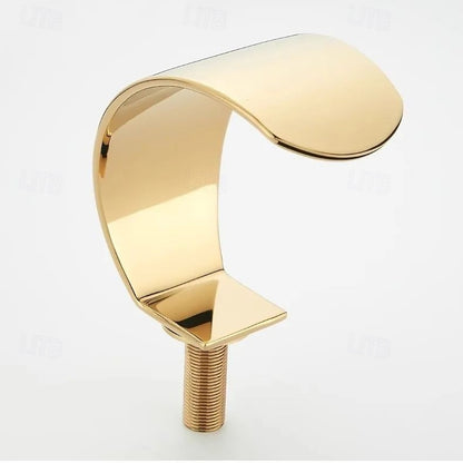 Modern Waterfall Widespread Bathroom Faucet, Double Knob Handle Brass Faucet, Brushed Gold / Matte Black / Chrome / Gunmetal / Matte White