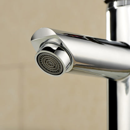Chrome Modern Single-Hole Vessel Bathroom Faucet, Single-Handle Brass Faucet