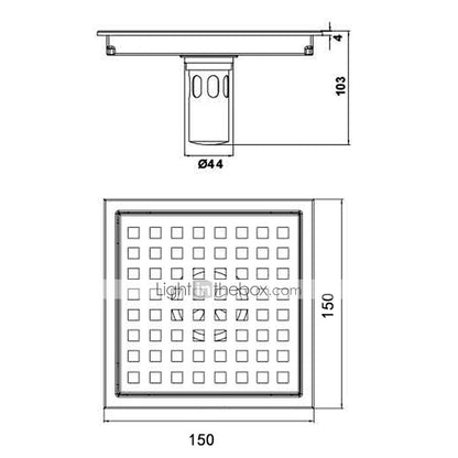 Stainless Steel Modern Square Shower Floor Drain, Floor-Mounted Drain with Removable Cover / Hair Catcher